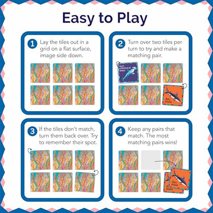 eeBoo Shiny Sharks & Friends Memory & Matching Game, Ages 3+, 1-4 Players - style: Shiny Sharks & Frinds