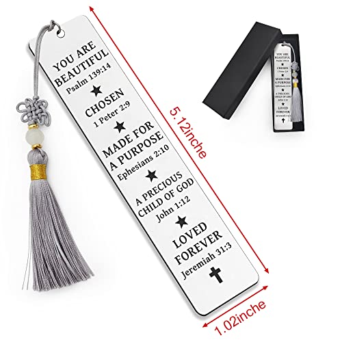 Ptzizi Inspirational Christian Metal Engraved Bookmark with Tassel, Women Bible Verse Bookmark Clip for Friends Girl Sister Female Book Lovers Bookworms Book Club Religious Gift - color: You Are Beautiful