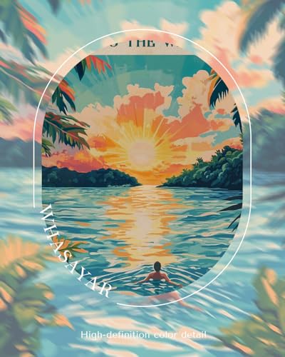 WHASAYART Inspirational Tropical Sunset Framed Wall Art, “And Into the Water I Go” “To Lose My Mind and Find My Soul” Quote Canvas Print, Coastal Ocean 12x16 Beach Sunrise Landscape Room Office Decor - color: Swim