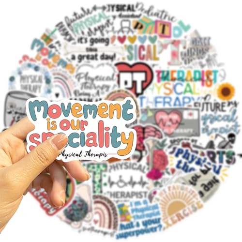 50pcs Physical Therapy Stickers,Nutritional Balance Graffiti Aesthetics Therapist Waterproof Vinyl for Water Bottles Laptop Notebooks Cars Bumpers Bikes Bedroom Travel Case - color: Physical Therapy Stickers