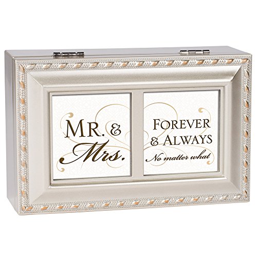 Cottage Garden Mr. and Mrs. Forever Always Champagne Silver Tone Petite Music Box Plays You Light Up My Life