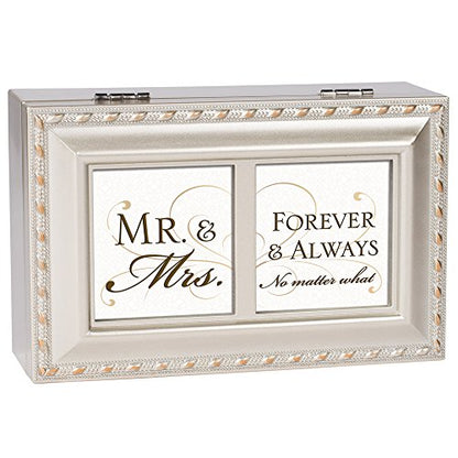 Cottage Garden Mr. and Mrs. Forever Always Champagne Silver Tone Petite Music Box Plays You Light Up My Life
