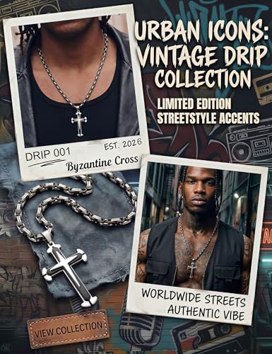 sailimue Stainless Steel Byzantine Cross Necklace for Men 22-30 inch - color: Black, size: 24 in=61 cm