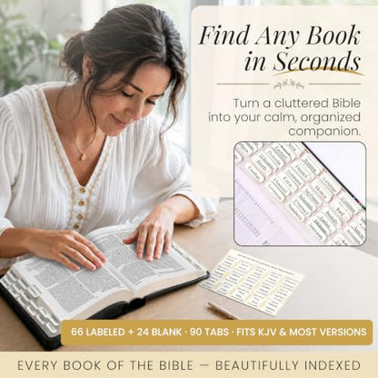 90 Christian Bible Tabs for Women, Men, and Kids - White Floral - color: White Floral