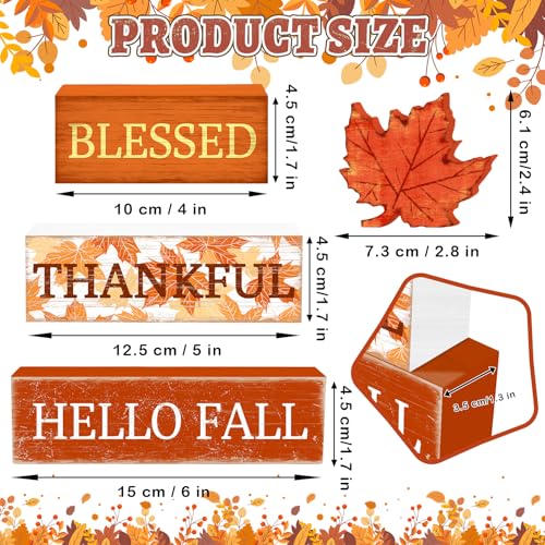 Britimes Thanksgiving Fall Tiered Tray Decor Set, 4 Pack, Wooden - color: Maple Leaf