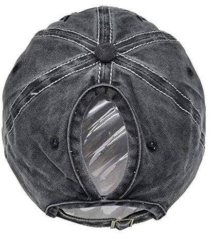 Women American Flag Ponytail Hat, Embroidery Adjustable Washed Distressed Messy Bun Baseball Cap … - color: Us Flag -Black