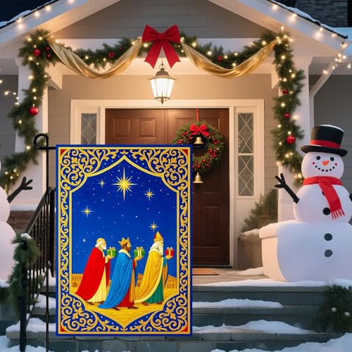 IVN Christmas Wise Men Garden Flag 12x18 Inch Double Sided - color: Christmas Three Kings