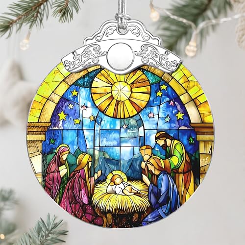 Christmas Ornament, Christmas Tree Decor, Christian Ornament, Nativity Scene, Religious Home Decor, Christian Gifts, Religious Gifts, Gift Exchange, Gift Idea - Pattern F - color: Nativity Pattern M