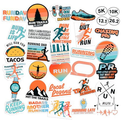 Running Stickers 34 Pack for Water Bottle, Laptop, Marathon and Track - style: Modern