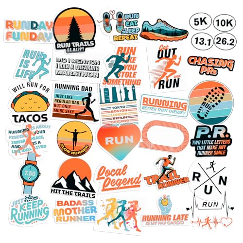 Running Stickers 34 Pack for Water Bottle, Laptop, Marathon and Track - style: Modern