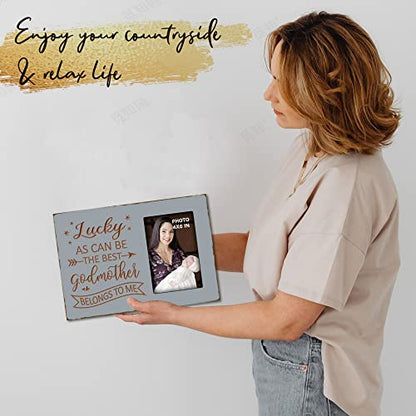 Lucky as Can Be the Best Godmother Belongs to Me Engraved Picture Frame - color: best godmother