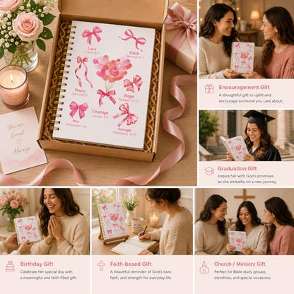Christian Gift Journal for Women & Teen Girls, Cute Pink Prayer Journal with Coquette Bow Cover, Spiral Notebook for Bible Study, Faith Journaling, Gratitude & Daily Writing, 5.7 x 8.3 Lined Notebook, 160 Pages - color: Pink