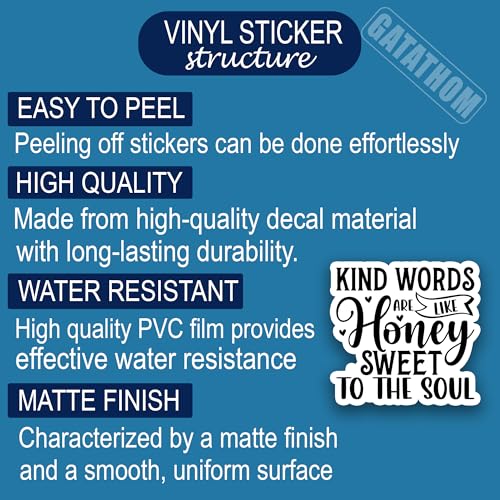 (3Pcs) Kind Words are Like Honey Sweet to The Soul Sticker Inspirational Motivational Stickers Waterproof Vinyl Decals for Laptop Water Bottle Scrapbook Mug, 3" x 2.8" - color: Kind Words Are Like Honey Sweet to the Soul