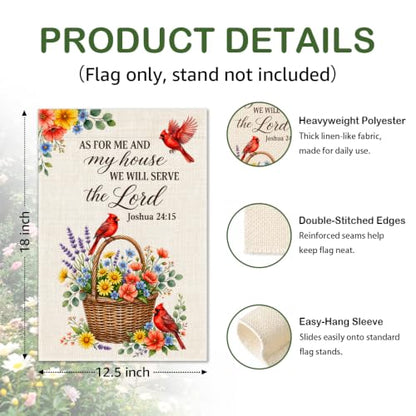 As for Me and My House Serve the Lord Joshua 24:15 Garden Flag - color: Red, Yellow, Purple, Green, Cream