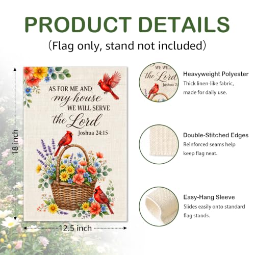 As for Me and My House Serve the Lord Joshua 24:15 Garden Flag - color: Red, Yellow, Purple, Green, Cream