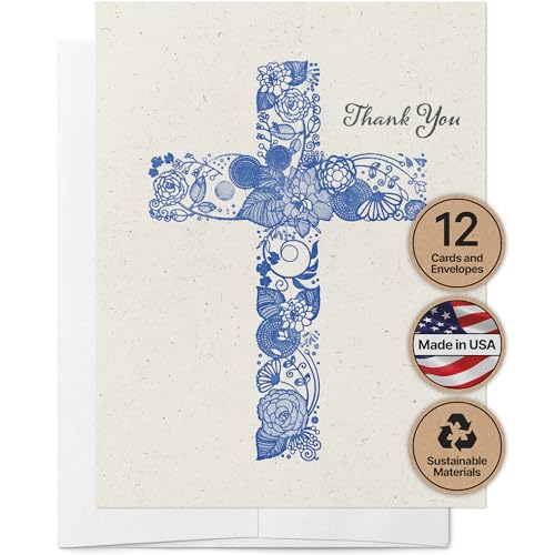 Twigs Paper Christian Cross Thank You Cards, 12 Blank Note Cards - color: Christian Cross Thank You, size: 12-Count