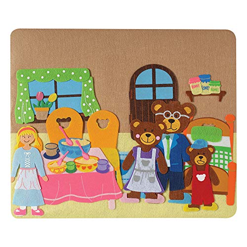 Constructive Playthings Classic Stories Felt Board Story Sets, Flannel Board for Preschool Learning Activities, With Three Little Pigs, Goldilocks, Red Riding Hook, Red Hen and Gingerbread Boy, 3+
