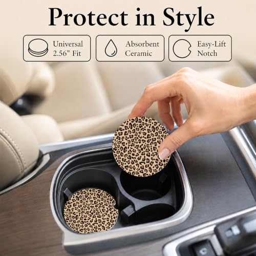 Car Coasters for Cup Holders, Leopard Print Car Coasters Set of 2, B08 - color: Cheetah
