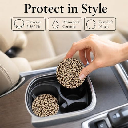 Car Coasters for Cup Holders, Leopard Print Car Coasters Set of 2, B08 - color: Cheetah