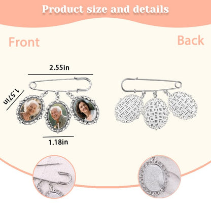 Wedding Double Picture Frame Brooch for Bride Grooms Boutonniece Pin for Wedding Bouquet - color: B