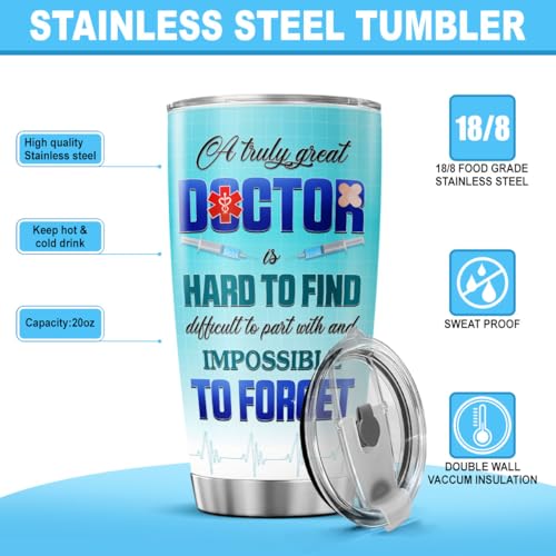 Doctor Appreciation Gift Tumbler 20oz, Inspirational Thank You Travel Mug for Medical School Graduation, Retirement, Birthday, Stainless Steel Vacuum Insulated Cup - color: Doctor Appreciation