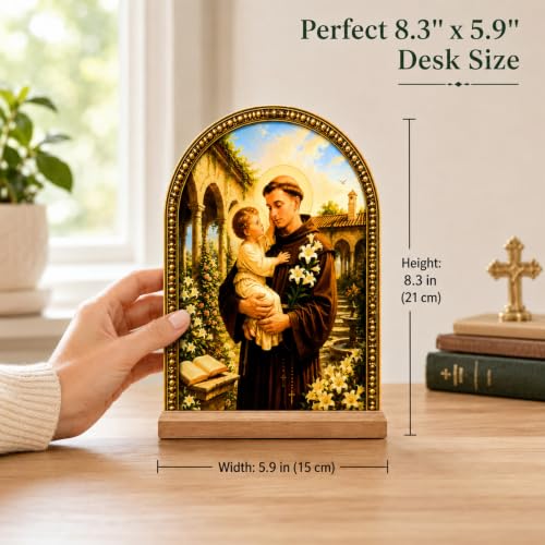 TALPGOD St Anthony Stand Catholic Ornament Statue – Saint Anthony Statue Acrylic Tabletop Décor for Home Altar & Desk,Christian Art Gifts for Women,San Antonio de Padua Estatua - color: St Anthony
