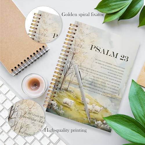 Christian Spiral Notebook, Psalm 23 Bible Verse Journal, Christian Gifts for Women Faith, Church Notes Notebook, the Lord Is My Shepherd Scripture Journal, 5.5x8.3 - color: YhSj 5