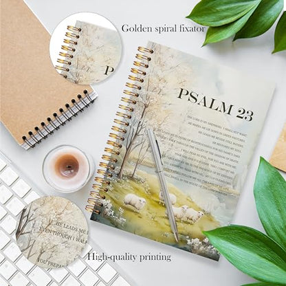 Christian Spiral Notebook, Psalm 23 Bible Verse Journal, Christian Gifts for Women Faith, Church Notes Notebook, the Lord Is My Shepherd Scripture Journal, 5.5x8.3 - color: YhSj 5