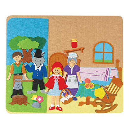 Constructive Playthings Classic Stories Felt Board Story Sets, Flannel Board for Preschool Learning Activities, With Three Little Pigs, Goldilocks, Red Riding Hook, Red Hen and Gingerbread Boy, 3+