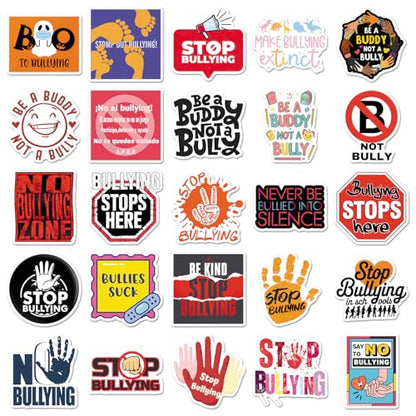 Stand Against Bullying Stickers 50pcs for Teen Water Bottle Cartoon Trendy Aesthetic Stickers Fun Aesthetic Waterproof Vinyl Decals for Laptop Bumper Luggage Skateboard Guitar (Colours-B7) - color: Colours-b7