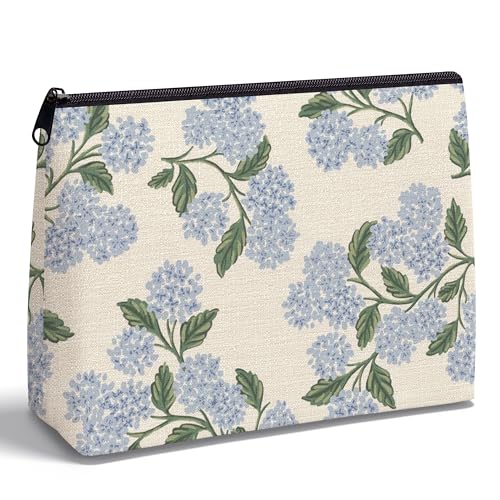 Blue Hydrangea Zipper Makeup Bag for Women - color: Blue Hydrangea