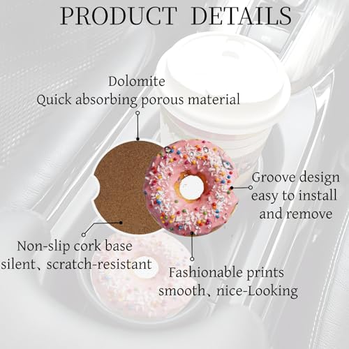 Ceramic Car Cup Coasters 2PCS - Donut - color: Donut