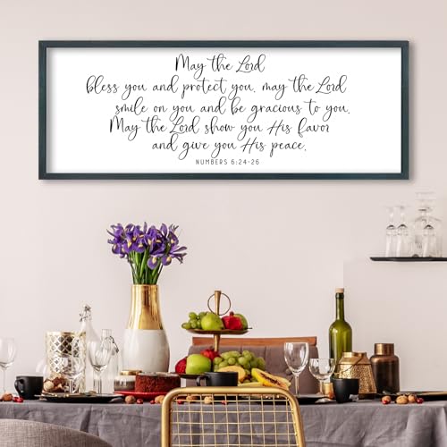 FZMHASLWW Christian Wall Art Numbers 6:24-26, Black, 32"×12" - color: Numbers 6:24-26 Scripture (Black), size: 32"L x 12"W