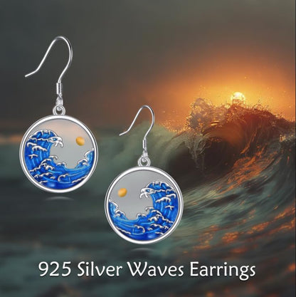 AOBOCO Mustard Seed Earrings for Women Sterling Silver Mountain Cross Earrings Dangle Christian Religion Jewelry Mothers Day Birthday for Mom Wife Friends - style: Round Wave Hooks Earrings