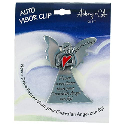 Never Drive Faster Guardian Angel Car Visor Clip, Gift for New and Experienced Drivers, for Safety on the Road, by Abbey & CA Gift