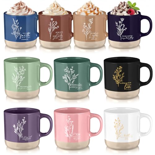 Didaey 10 Pcs Christian Gifts Bulk for Women, Religious Bible Verse Mugs - color: Bright Color
