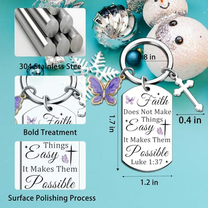 Christian Gift for Women Inspirational Cross Keychain Faith Gift for Sister