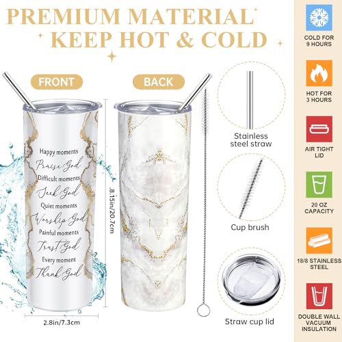 Domensi 6 Pcs Christian Gifts Set, 20 oz Tumbler Notepad Pens, White - color: White