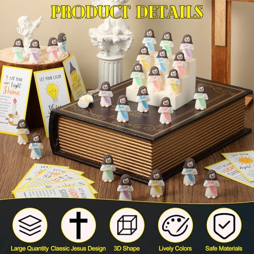 CroBlissful 100 Sets Mini Jesus Figurines Glow in Dark, Holding A Cross - style: Holding A Cross