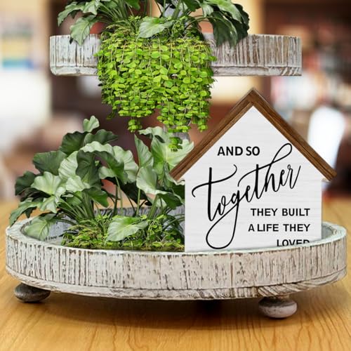 And so Together They Built a Life They Loved House Shaped Wood Sign - color: AND