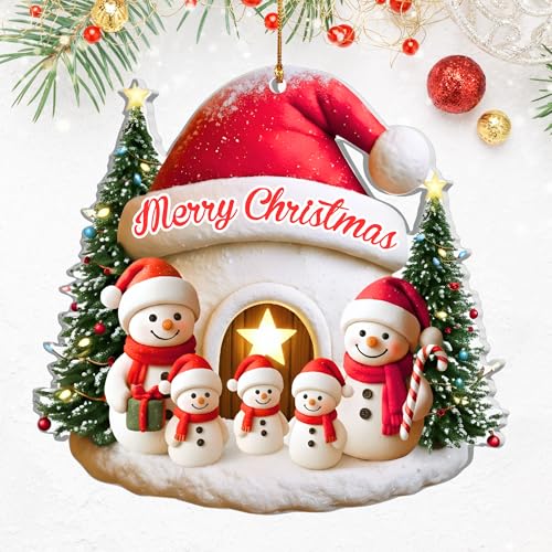 2025 Christmas Ornament – Santa Claus in Red Plaid Zip Design – Cute Navidad 2025 Decoration – Funny Holiday Decoration for Christmas Tree, Festive Home Decor” (Snowman Fami) - color: Snowman Fami