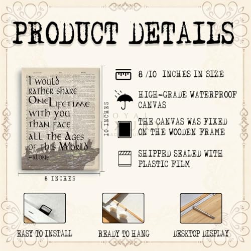 RTVJTERQ Vintage Dictionary Art Canvas Wall Art, Sentimental Gift for Loved Ones, Romantic Lifetime Quote Print, 8x10 Inches Ready to Hang, Bedroom Wall Decor - color: Quote 14
