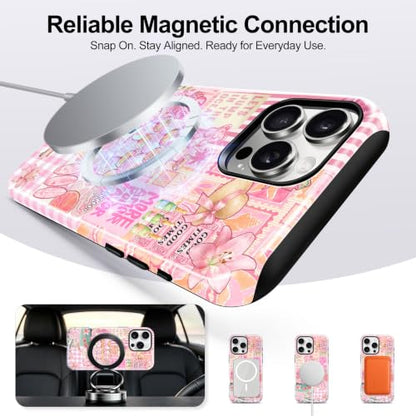 for iPhone 16 Pro Case, Cute Pink Summer Magnetic Phone Case - color: Blush Pink, size: iPhone 16 Pro