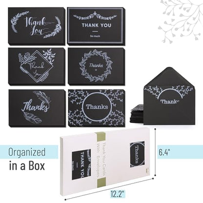Mr. Pen- Blank Thank You Cards with Envelopes, 18 Pack, 4x6 - color: Black