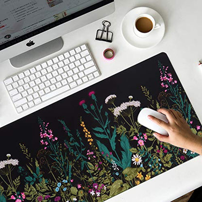 iCasso Desk Mat, Large Desk Mouse Pad for Desk,Home Office - Green Weeds - color: A-weeds