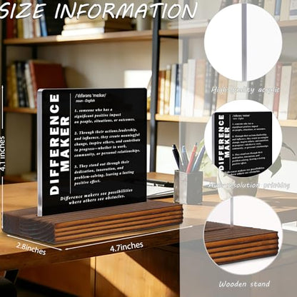 Mentor Coach Appreciation Gift Acrylic Desk Plaque with Wooden Stand, Difference Maker Definition Sign, Thank You Gift for Mentor Coach Leader, Office Desk Decor for Retirement Graduation EC401 - style: Leader Coworker