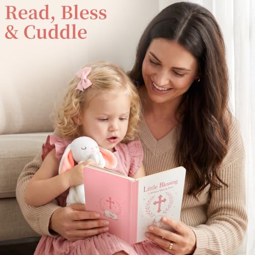 Baptism Gifts for Girls, Christening & Dedication Catholic Keepsake Set - color: BABY PINK BUNNY