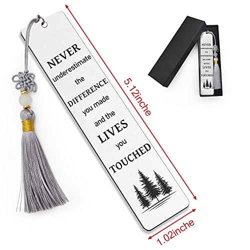 Ptzizi Inspirational Metal Engraved Bookmark with Tassel, Thank You Bookmark Clip for Women Men Friends Teachers Coworker Boss Book Lovers Retirement Graduation Christmas Birthday Gifts - color: Never Underestimate