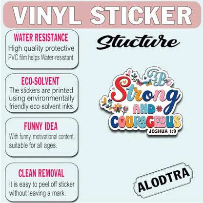 (3pcs) Be Strong and Be Courageous Bible Verse Sticker Christian Vinyl Waterproof Motivational Quote Sticker for Laptop Water Bottle Faith Scripture Stickers. Size 2.5" x 3" - color: Be Strong and Be Courageous