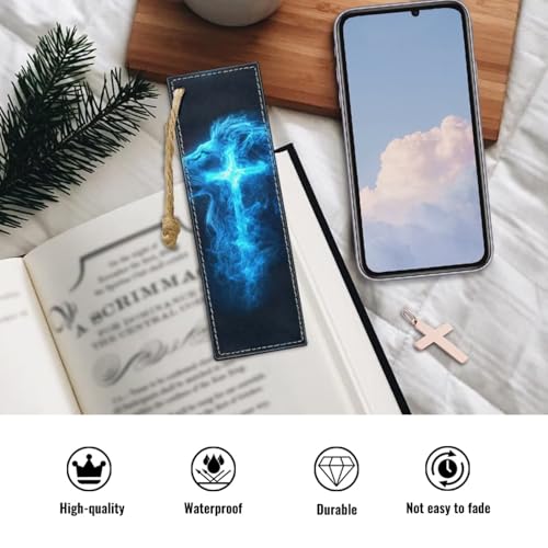 Personalized Bookmark, Bookmark for Book Lovers Abstract Blue Cross Bookmarks for Reading Lovers - color: Blue Cross